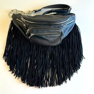 Alexander Wang Black Fringe Leather Attica Belt Bag